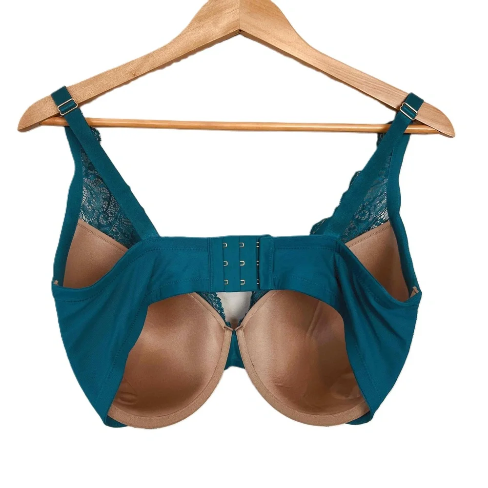 ThirdLove Size 38F Bra Teal Contour Plunge Underwire Padded Lace‎ NWOT